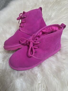 UGG Hot Pink Suede Lace-Up Ankle Boots